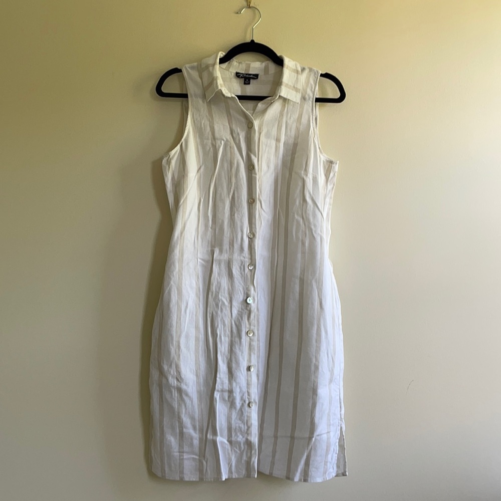 Prelude Linen Blend Shirt Dress Sz Medium
